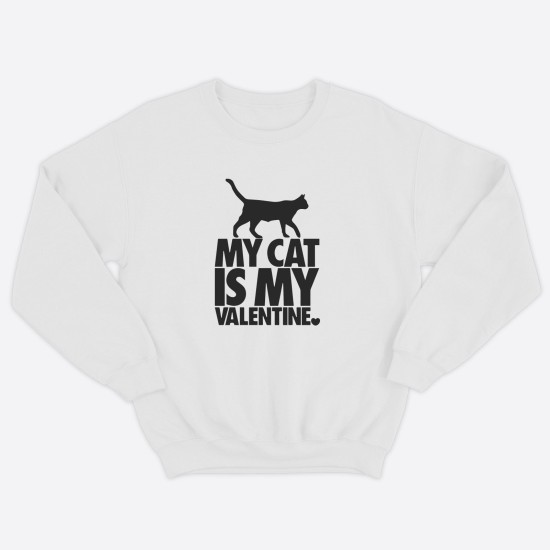 Свитшот ко дню влюбленных с принтом Cat is my Valentine / Свитшот на 14 февраля