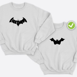 Парные свитшоты для двоих мужа и жены, влюбленных с принтом Mr Batman & Mrs Batman / Толстовка без капюшона для пары