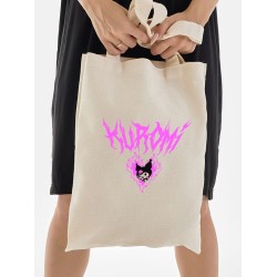 Сумка-шоппер бежевая, хлопок, с принтом аниме Куроми Kuromi zxc.