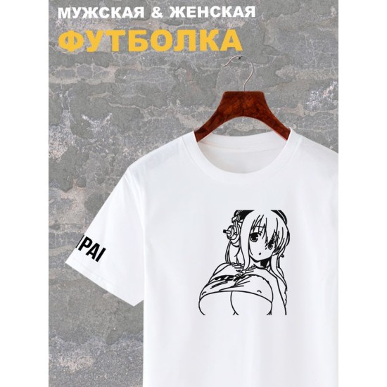 Футболка аниме тян девушка хентай hentai y2k оверсайз с принтом