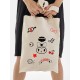 Шоппер бежевый с принтом Kuromi. Сумка Hello Kitty для шопинга на плечо тканевая, мужская и женская.