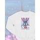 Парные свитшоты Багз Банни кролик Bugs Bunny белая мужская с принтом заяц Багс Бакс Бани для влюбленных пар парня и девушки, двоих подруг, мемная, парная одежда underground y2k оверсайз