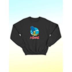 Парные свитшоты Мардж Симпсон Симсон mother черный женский с принтом Симпсоны Marge Simpson Simpsons Симсоны мама для влюбленных пар парня и девушки, двоих подруг, мемная парная одежда y2k оверсайз