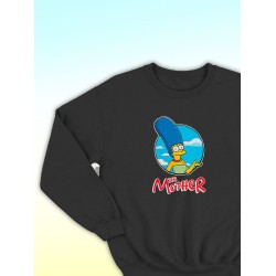 Парные свитшоты Мардж Симпсон Симсон mother черный женский с принтом Симпсоны Marge Simpson Simpsons Симсоны мама для влюбленных пар парня и девушки, двоих подруг, мемная парная одежда y2k оверсайз
