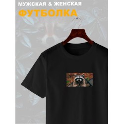 Футболка Злобный енот коварный мем жду фоточку прикол с принтом