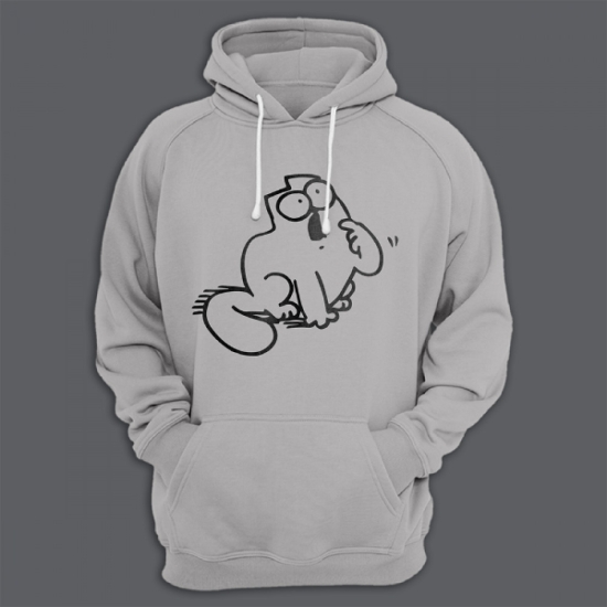 Прикольная толстовка с капюшоном с принтом Котик хочет кушать