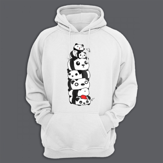 Прикольная толстовка с капюшоном с принтом Большая куча из панд