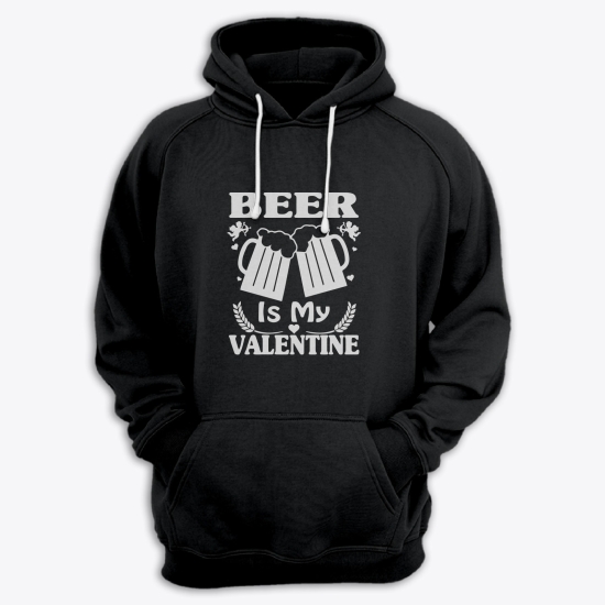 Толстовка ко дню влюбленных с принтом Beer is my Valentine /Худи на 14 февраля