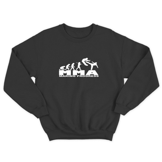 Свитшот для бойцов ММА и UFC с принтом MMA making progress / Мужская толстовка без капюшона для повседневной носки и для тренировок