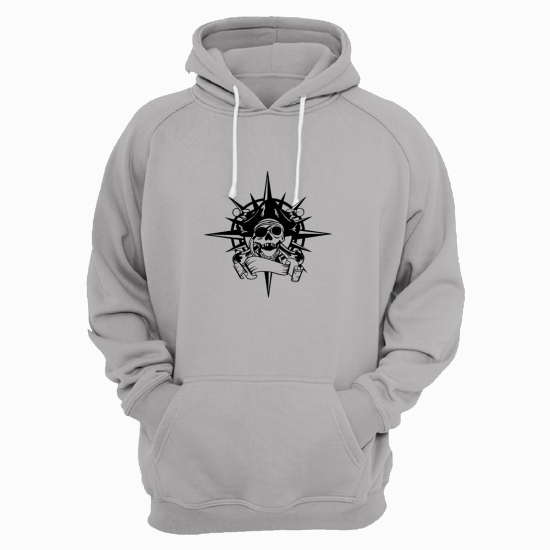 Худи с черепом компас мужское серое толстовка с капюшоном с рисунком с принтом унисекс