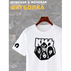 Футболка с принтом рок группа Kiss, участники