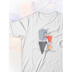 Парные футболки Кролики aesthetic art с принтом
