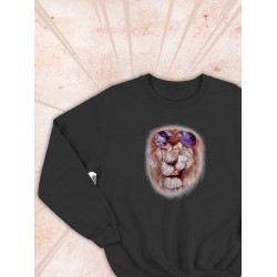 Парные свитшоты Лев Lion мем черный мужской с принтом прикол для влюбленных пар парня и девушки, двоих подруг и друзей, милая, мемная, прикольная парная одежда y2k андеграунд оверсайз street style