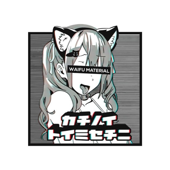 Футболка Anime waifu material ahegao ахегао hentai с принтом