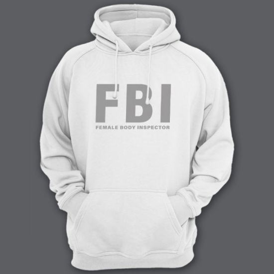 Прикольная мужская толстовка с капюшоном с надписью FBI Female Body Inspecto
