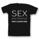 футболка с прикольным принтом Sex инструктор first lessons free