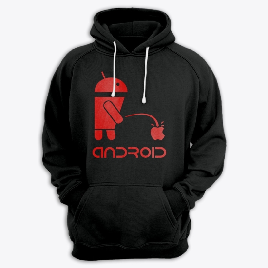 Прикольная мужская толстовка с капюшоном с надписью ANDROID.
