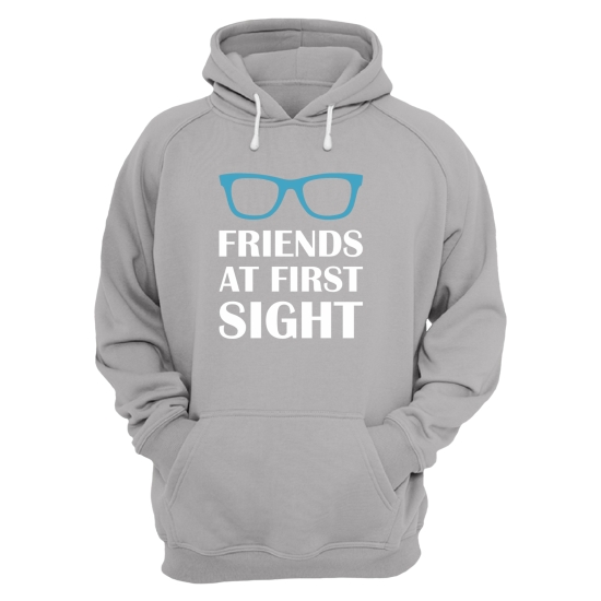 Парные толстовки с капюшоном для двоих друзей c надписью Friends at first sight