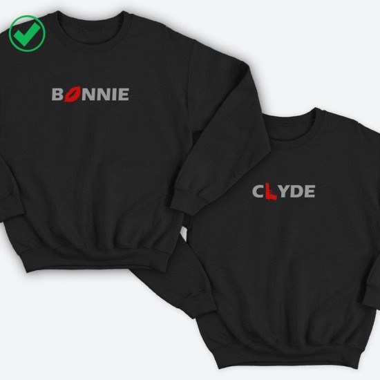 Парные свитшоты для двоих мужа и жены, влюбленных Bonnie&Clyde. Толстовки для двоих
