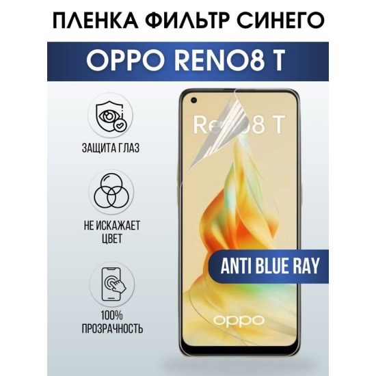 Защитная гидрогелевая пленка на телефон OPPO RENO8 T, anti blue ray фильтр синего, гелевая пленка на смартфон OPPO RENO8 T, для защиты экрана телефона