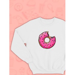 Парные свитшоты пончик Симпсоны Simpsons белая женская с принтом Симсоны donut донатс для влюбленных пар парня и девушки, двоих подруг и друзей, мемная, парная одежда андеграунд y2k оверсайз