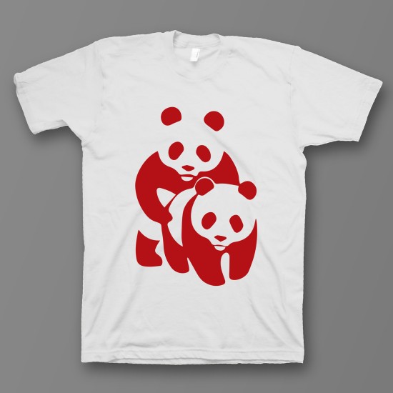 футболка с прикольным принтом "Panda on panda"