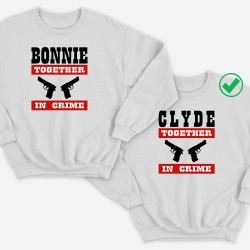 Парные свитшоты для двоих мужа и жены, влюбленных Bonnie&Clyde together. Толстовки для двоих друзей