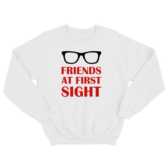 Парные свитшоты для двоих друзей Friends at first sight. Толстовки без капюшона для двоих
