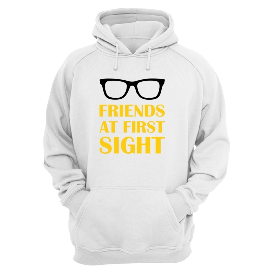 Парные толстовки с капюшоном для двоих друзей c надписью Friends at first sight