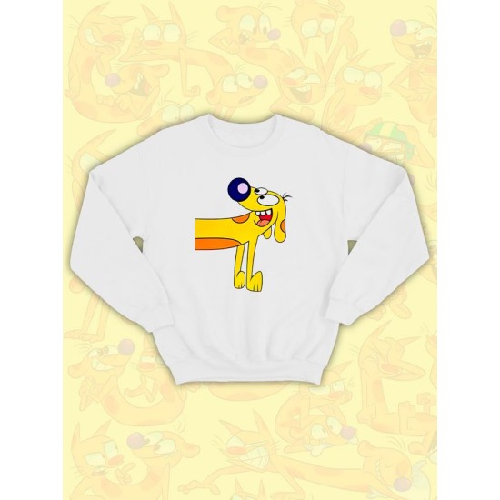Парные свитшоты Котопес Пес CatDog Dog прикол белая мужская с принтом для влюбленных пар парня и девушки, двоих подруг и друзей, мемная, прикольная андеграунд парная одежда y2k оверсайз