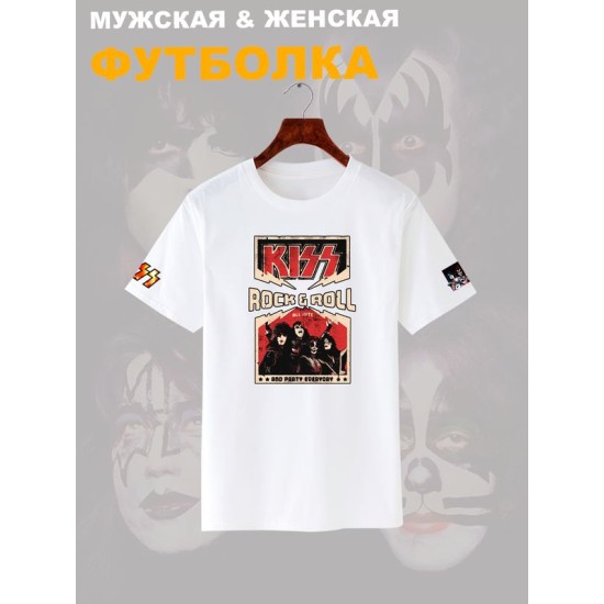 Футболка Kiss рок группа Кисс участники rock n roll с принтом