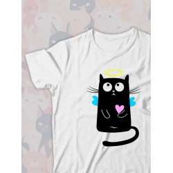 Парная футболка котик и кошка с принтом