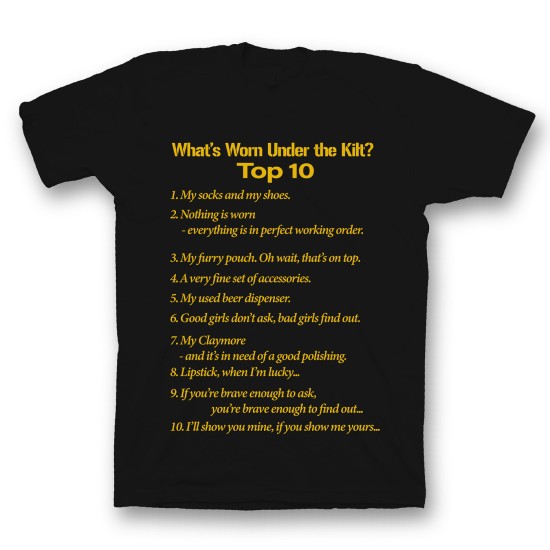 футболка с прикольным принтом "What is worn uder the knit"
