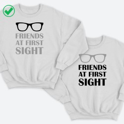 Парные свитшоты для двоих друзей Friends at first sight. Толстовки без капюшона для двоих