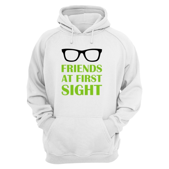 Парные толстовки с капюшоном для двоих друзей c надписью Friends at first sight