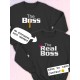 Парные свитшоты The Real Boss Настоящий босс черная женская с принтом мем прикол для влюбленных пар парня и девушки, двоих подруг и друзей, мемная парная одежда underground y2k оверсайз