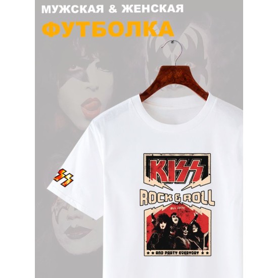 Футболка Kiss рок группа Кисс участники rock n roll с принтом
