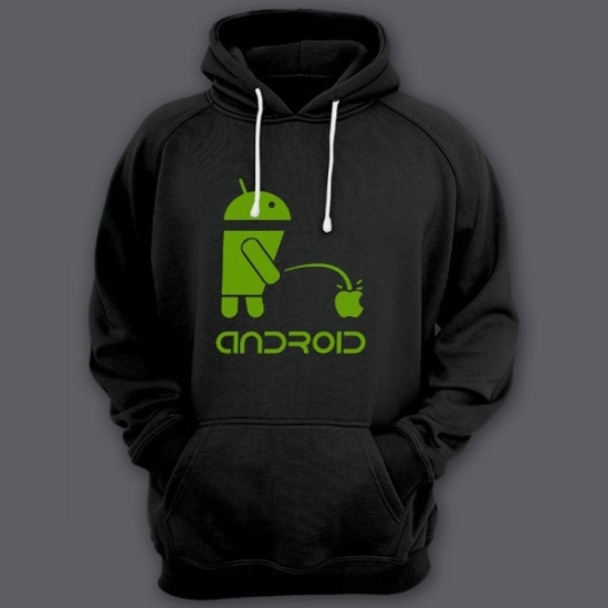 Прикольная толстовка с капюшоном с надписью Android