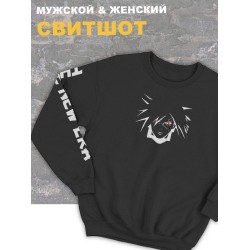 Женский свитшот оверсайз черный с принтом аниме Мадара Учиха манга.