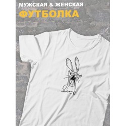 Футболка оверсайз с принтом-рисунком Злой заяц кролик.