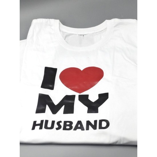 Парные футболки для мужа и жены с принтом love my WIFE & HUSBAND