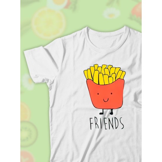 Парные футболки Best Friends фри с принтом картошка