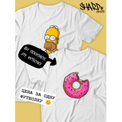 Парные футболки пончик Симпсоны Simpsons с принтом