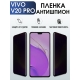 Защитная гидрогелевая пленка для смартфона Vivo V20 pro. Полиуретановая плёнка антишпион на мобильный телефон Виво В20 про, для защиты экрана.