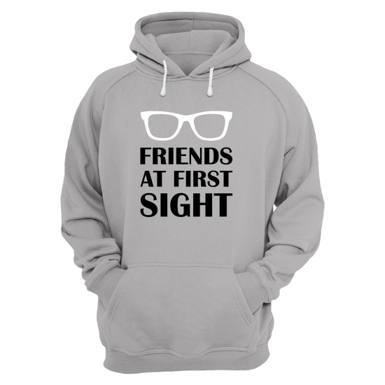 Парные толстовки с капюшоном для двоих друзей c надписью Friends at first sight