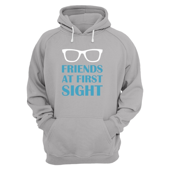 Парные толстовки с капюшоном для двоих друзей c надписью Friends at first sight