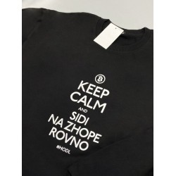 Женский черный свитшот с надписью Keep calm и рисунком, аниме, оверсайз, унисекс. Кофты с принтом, эко худи парные для женщин и мужчин, мужа и жены, влюбленной пары, парня и девушки без капюшона.
