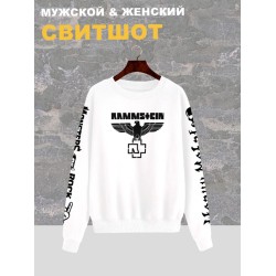 Свитшот Рамштайн Rammstein logo Ramstein логотип белый с принтом, надписью, рисунком rock style, рок группа, оверсайз, унисекс, мужской и женский рокерская одежда для подростка и молодежи