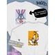 Парные свитшоты Багз Банни кролик Bugs Bunny белая мужская с принтом заяц Багс Бакс Бани для влюбленных пар парня и девушки, двоих подруг, мемная, парная одежда underground y2k оверсайз