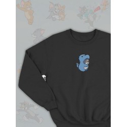 Парные свитшоты Том и Джерри Кот Том прикол черная мужская с принтом Tom and Jerry для влюбленных пар парня и девушки, двоих подруг и друзей, мемная андеграунд парная одежда y2k оверсайз